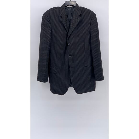 PAOLO GIARDINI Men's Black Pinstripe 3-Button Notch Collar Blazer SZ 40R